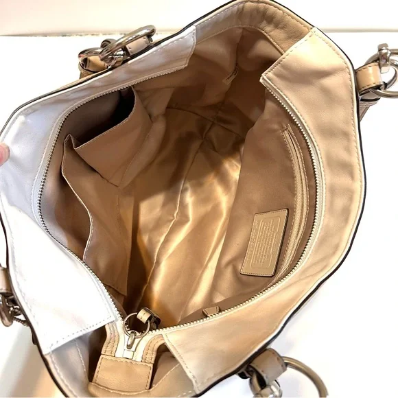 Coach Elegant Bone & Taupe Smooth Leather Shoulder Tote - Picture 12 of 12